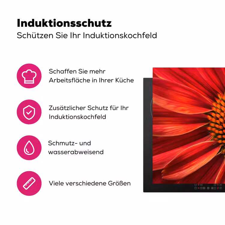 Close up - Bloem- Rood Inductie beschermer vinyl 3mm klein -zzzzzzz-lf-ups