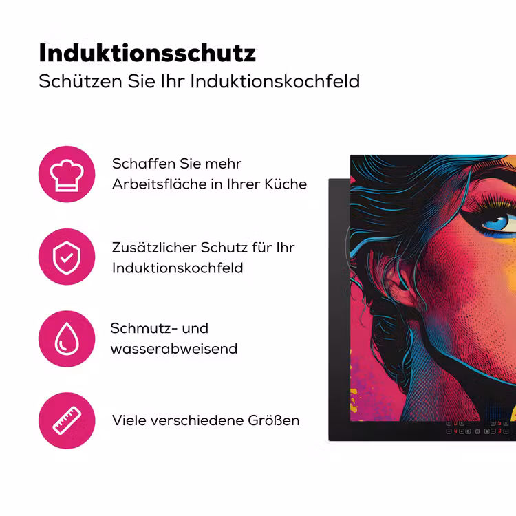 Close-up - Vrouwengezicht - Stippen - Geel Inductie beschermer vinyl 3mm klein -zzzzzzz-lf-ups