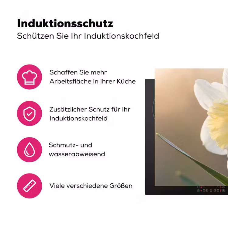 Narcis - Bloem - Minimalistisch Inductie beschermer vinyl 3mm klein -zzzzzzz-lf-ups