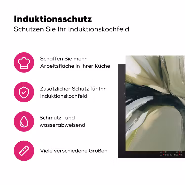 Natuur - Abstract - Groen - Penseelstreken Inductie beschermer vinyl 3mm klein -zzzzzzz-lf-ups