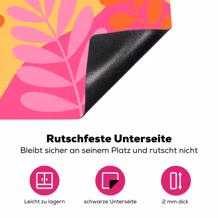 Natuur - Bladeren - Abstract - Roze - Geel Inductie beschermer vinyl 3mm middel -zzzzzzz-lf-onderkant