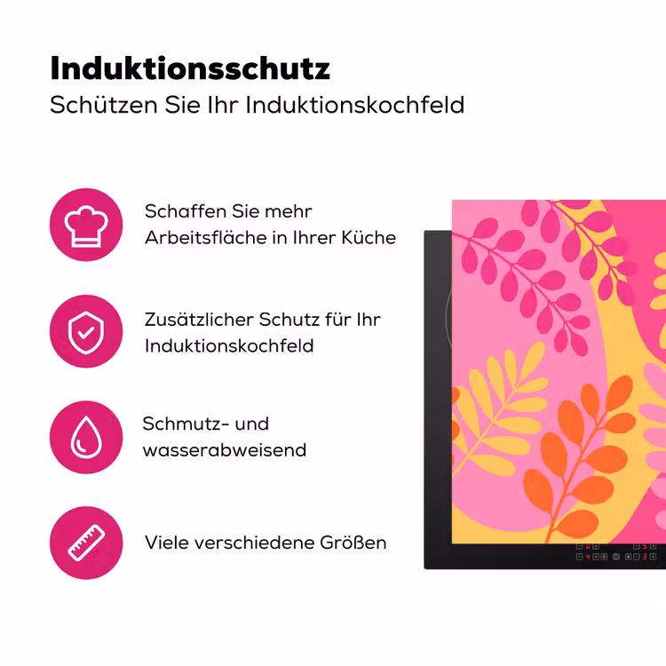 Natuur - Bladeren - Abstract - Roze - Geel Inductie beschermer vinyl 3mm middel -zzzzzzz-lf-ups