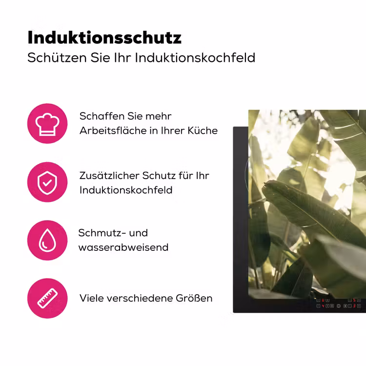 Natuur - Bladeren - Groen - Tropisch - Detail Inductie beschermer vinyl 3mm klein -zzzzzzz-lf-ups