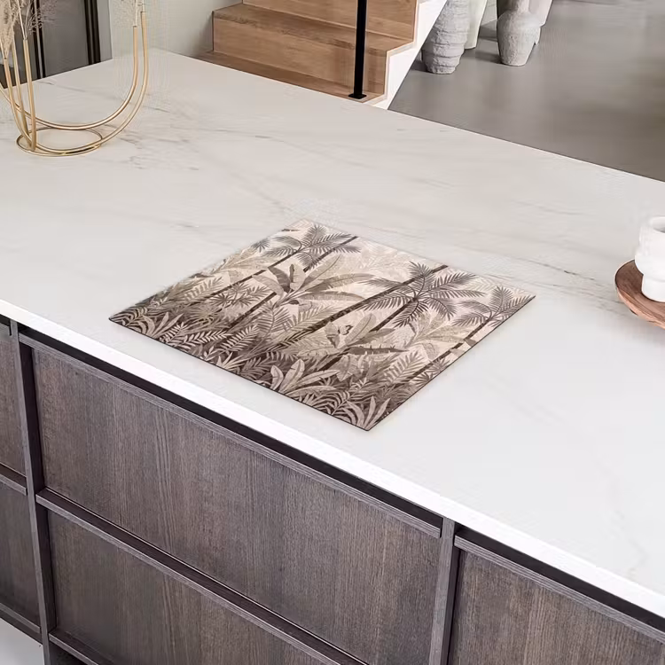 Natuur - Bladeren - Landschap - Mozaïek - Beige Inductie beschermer vinyl 3mm middel -sfeer8