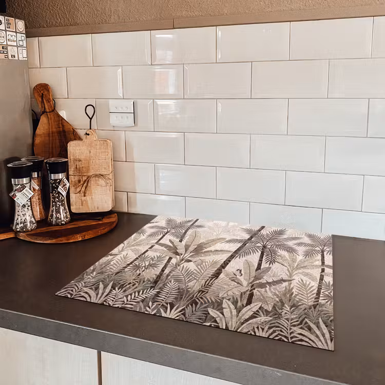 Natuur - Bladeren - Landschap - Mozaïek - Beige Inductie beschermer vinyl 3mm middel -sfeer3