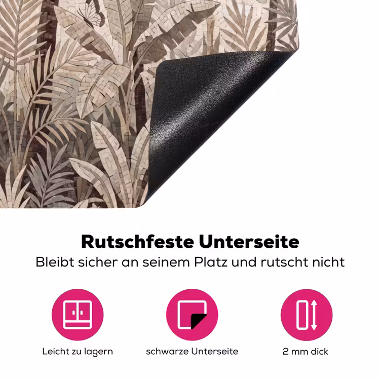 Natuur - Bladeren - Landschap - Mozaïek - Beige Inductie beschermer vinyl 3mm middel -zzzzzzz-lf-onderkant
