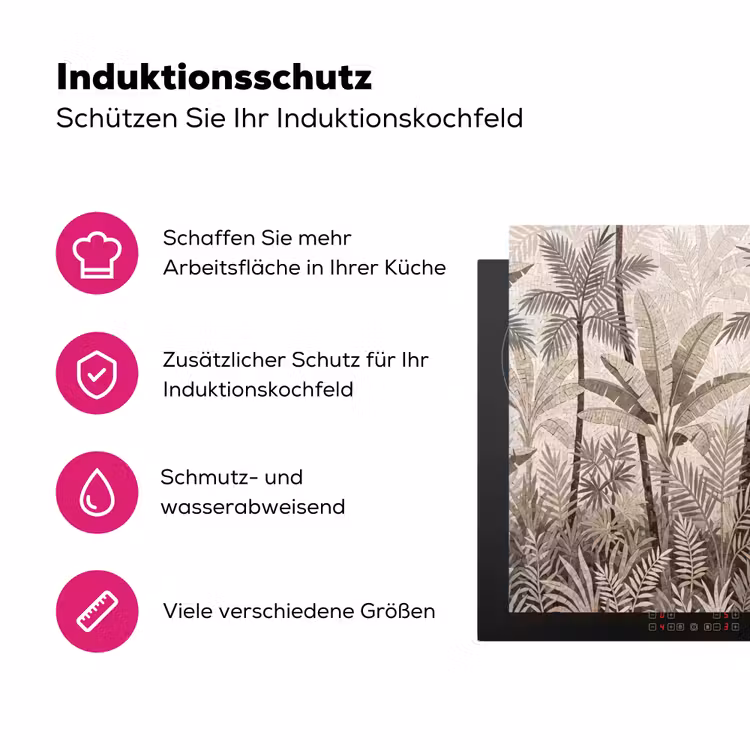 Natuur - Bladeren - Landschap - Mozaïek - Beige Inductie beschermer vinyl 3mm middel -zzzzzzz-lf-ups
