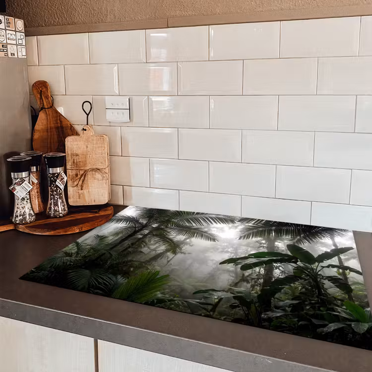 Natuur - Jungle - Mist - Groen - Bladeren Inductie beschermer vinyl 3mm klein -sfeer3