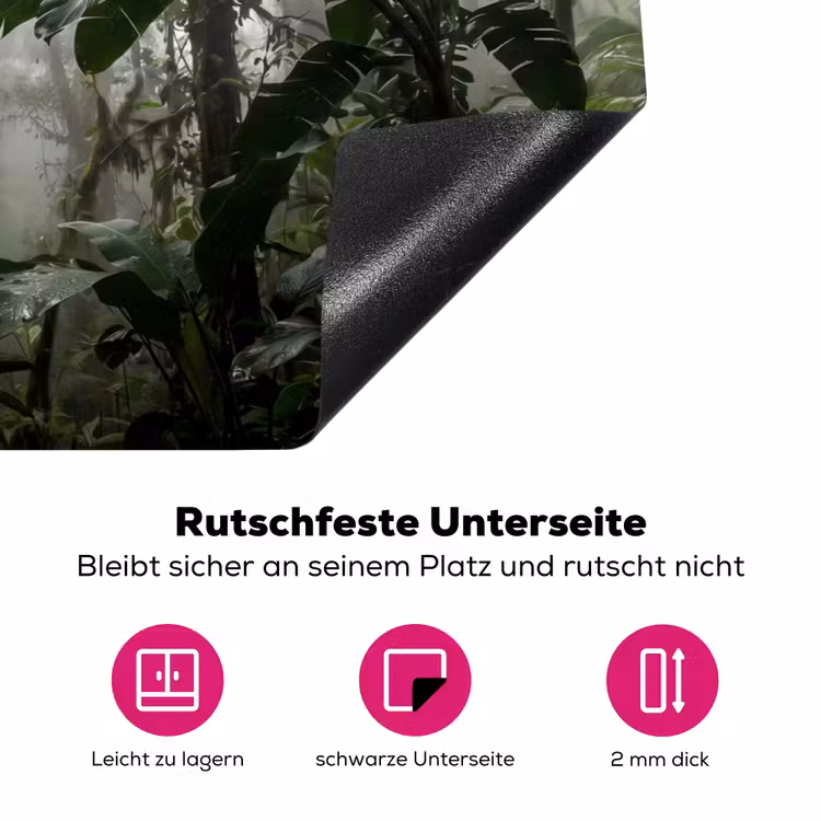 Natuur - Jungle - Mist - Groen - Bladeren Inductie beschermer vinyl 3mm klein -zzzzzzz-lf-onderkant