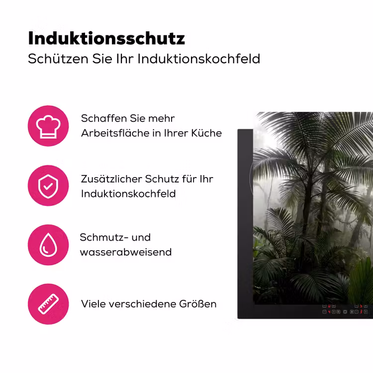 Natuur - Jungle - Mist - Groen - Bladeren Inductie beschermer vinyl 3mm klein -zzzzzzz-lf-ups