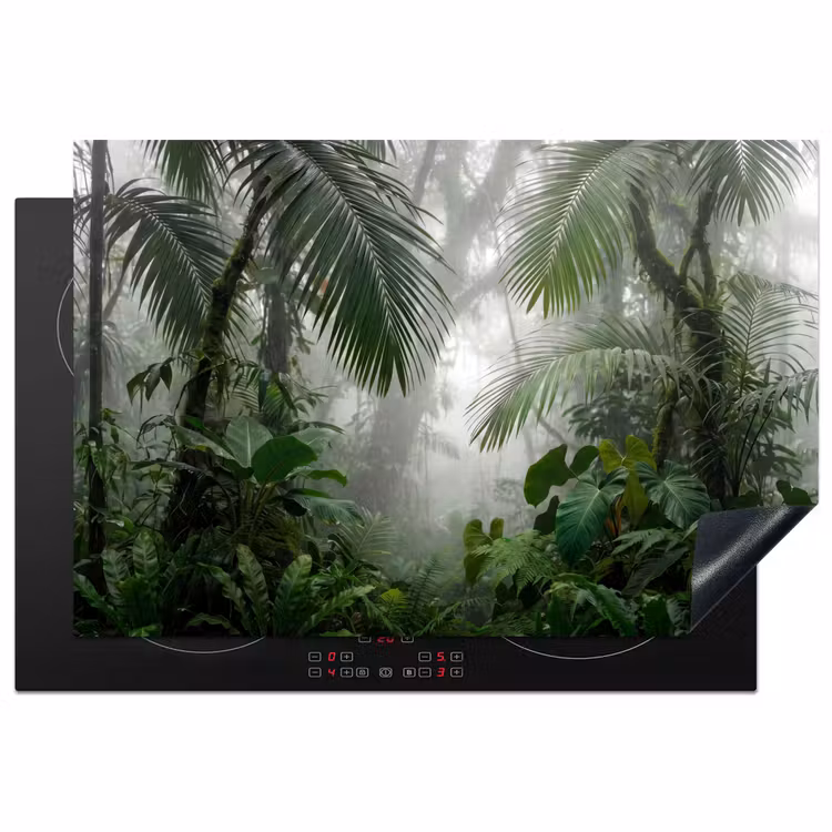 Natuur - Jungle - Mist - Tropisch - Groen Inductie beschermer vinyl 3mm klein -3d