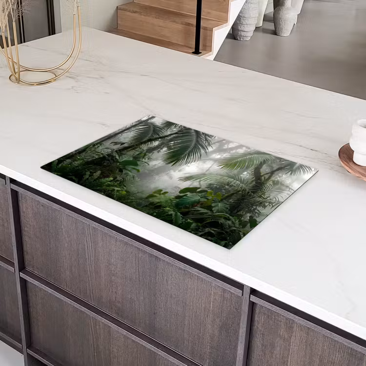 Natuur - Jungle - Mist - Tropisch - Groen Inductie beschermer vinyl 3mm klein -sfeer8
