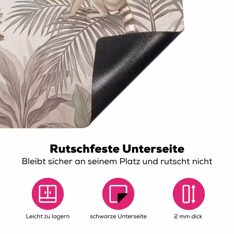 Natuur - Jungle - Ringstaartmaki - Bruin Inductie beschermer vinyl 3mm klein -zzzzzzz-lf-onderkant