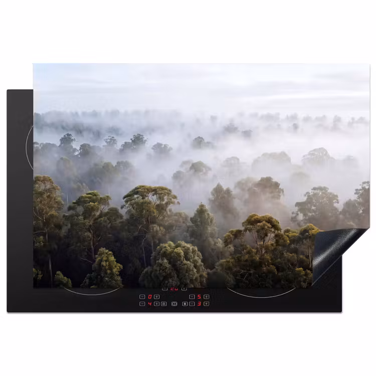 Natuur - Mist - Bos - Ochtend - Goud Inductie beschermer vinyl 3mm klein -3d