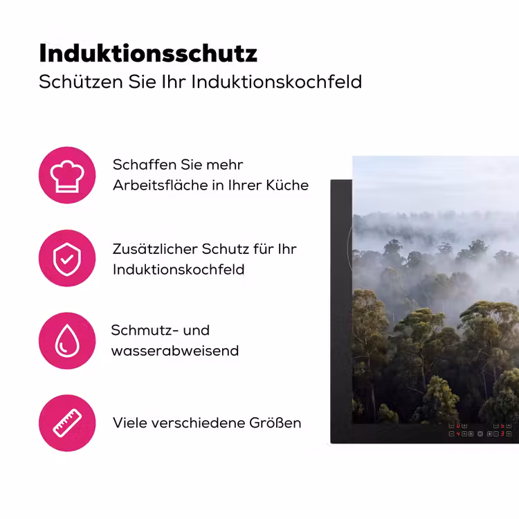 Natuur - Mist - Bos - Ochtend - Goud Inductie beschermer vinyl 3mm klein -zzzzzzz-lf-ups
