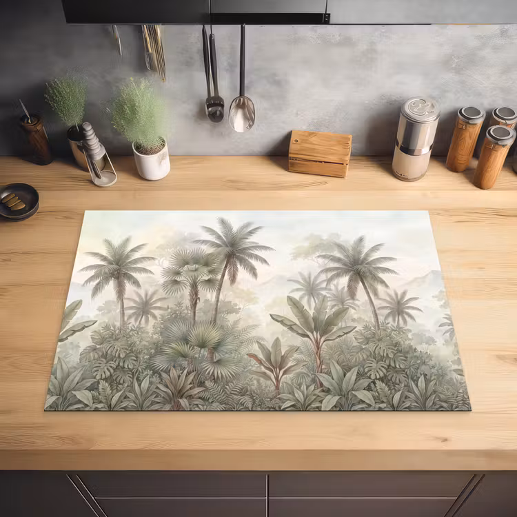 Natuur - Tropisch bos - Landschap - Aquarel - Groen Inductie beschermer vinyl 3mm klein -sfeer5