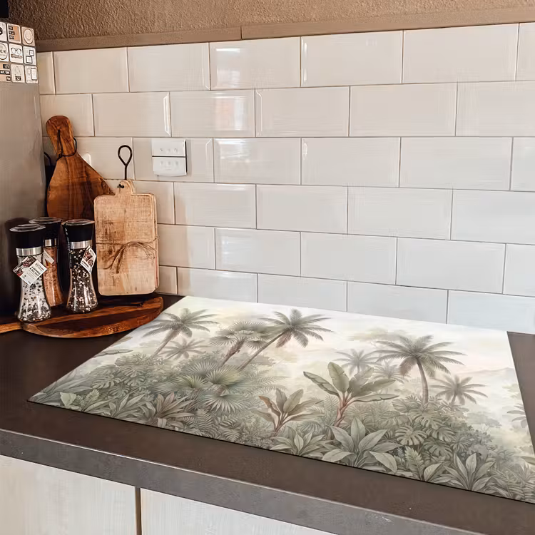 Natuur - Tropisch bos - Landschap - Aquarel - Groen Inductie beschermer vinyl 3mm klein -sfeer3