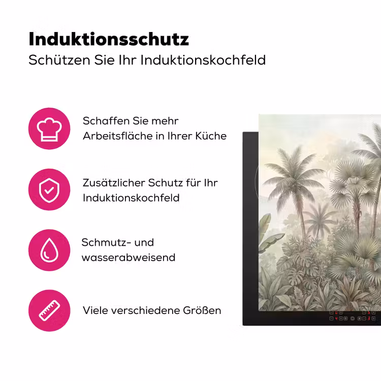 Natuur - Tropisch bos - Landschap - Aquarel - Groen Inductie beschermer vinyl 3mm klein -zzzzzzz-lf-ups