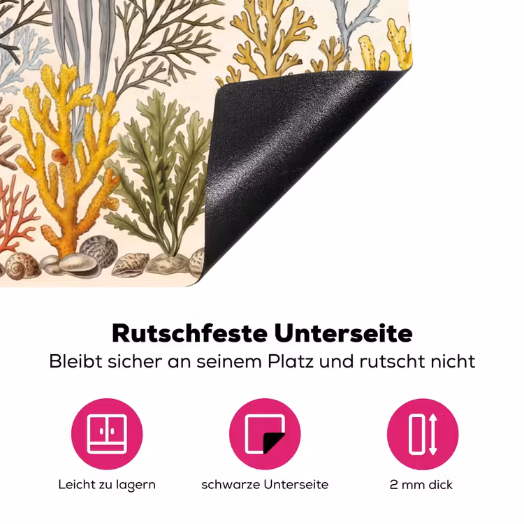 Natuur - Onderwater - Botanisch - Vintage - Kleurrijk Inductie beschermer vinyl 3mm klein -zzzzzzz-lf-onderkant