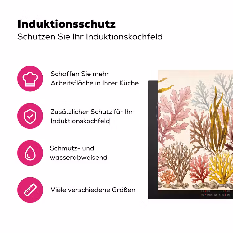 Natuur - Onderwater - Botanisch - Vintage - Kleurrijk Inductie beschermer vinyl 3mm klein -zzzzzzz-lf-ups