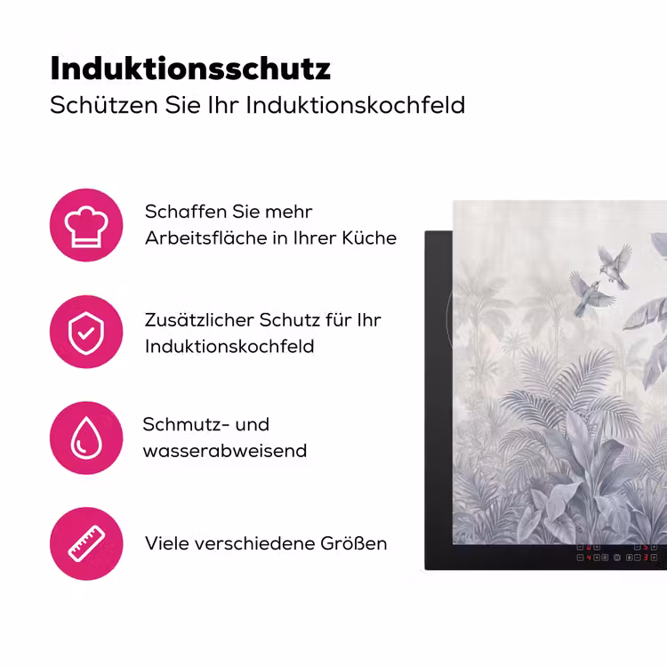 Natuur - Vogel - Jungle - Illustratie - Blauw Inductie beschermer vinyl 3mm middel -zzzzzzz-lf-ups