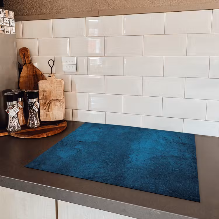 Natuursteen - Beton - Steen - Blauw Inductie beschermer vinyl 3mm groot -sfeer3