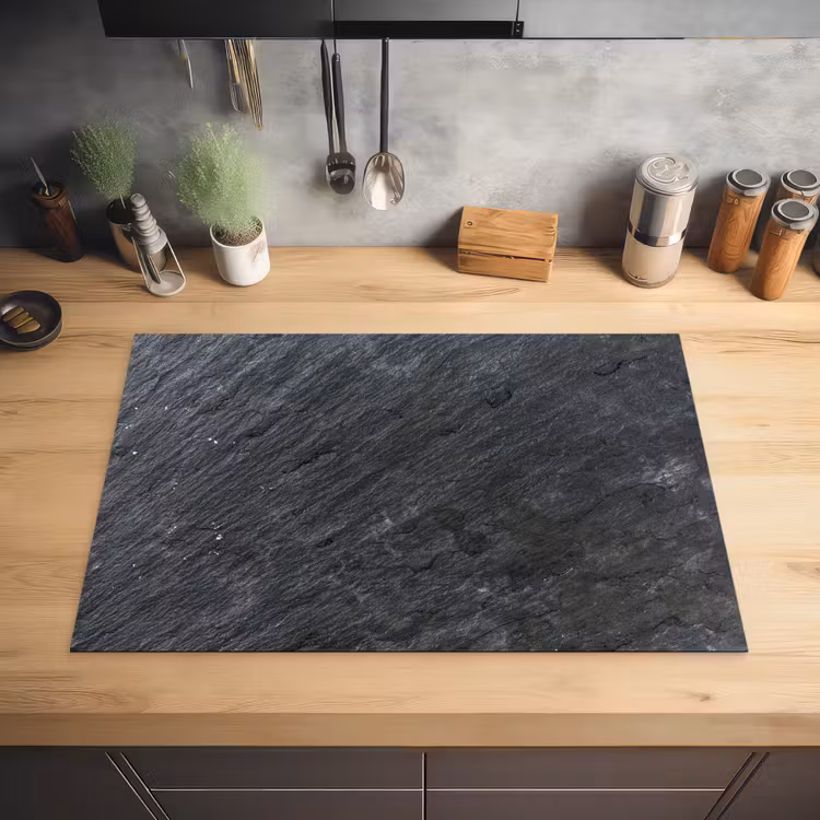 Natuursteen - Industrieel - Leisteen - Structuur - Grijs Inductie beschermer vinyl 3mm klein -sfeer5