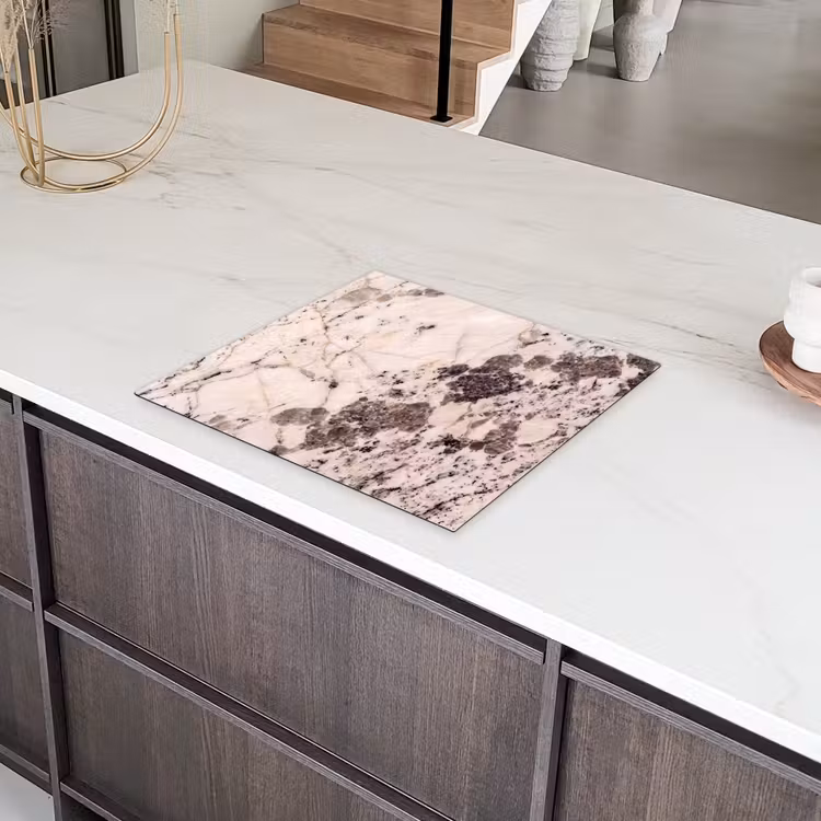 Natuursteen - Patroon - Abstract - Beige - Grijs Inductie beschermer vinyl 3mm middel -sfeer8