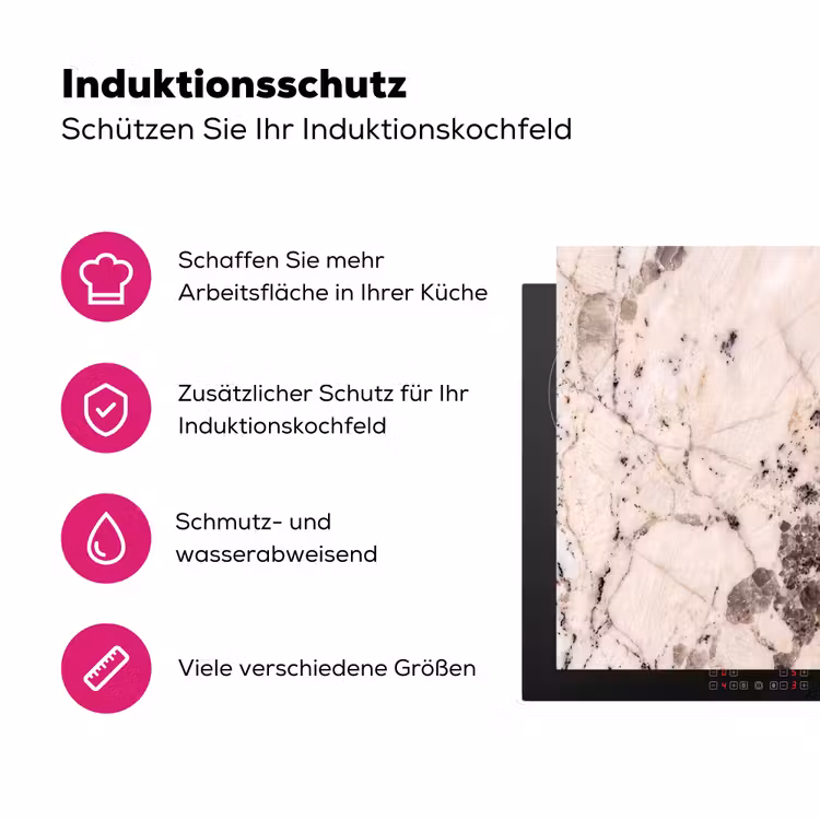 Natuursteen - Patroon - Abstract - Beige - Grijs Inductie beschermer vinyl 3mm middel -zzzzzzz-lf-ups