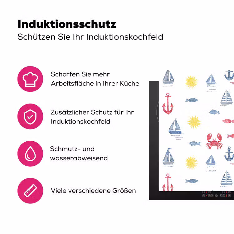 Nautisch - Illustraties - Kleurrijk Inductie beschermer vinyl 3mm klein 276 -zzzzzzz-lf-ups