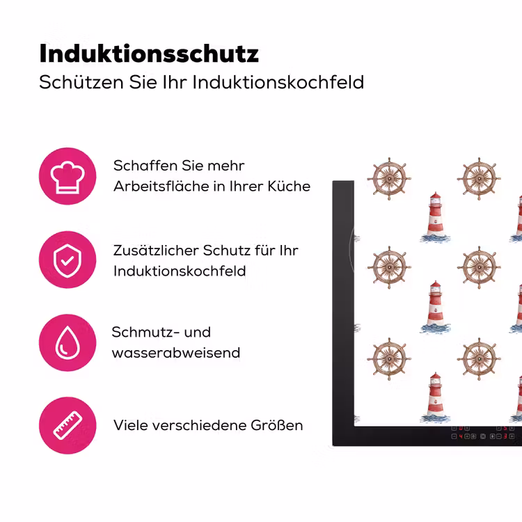 Nautisch - Klassiek - Rood Inductie beschermer vinyl 3mm klein 276 -zzzzzzz-lf-ups