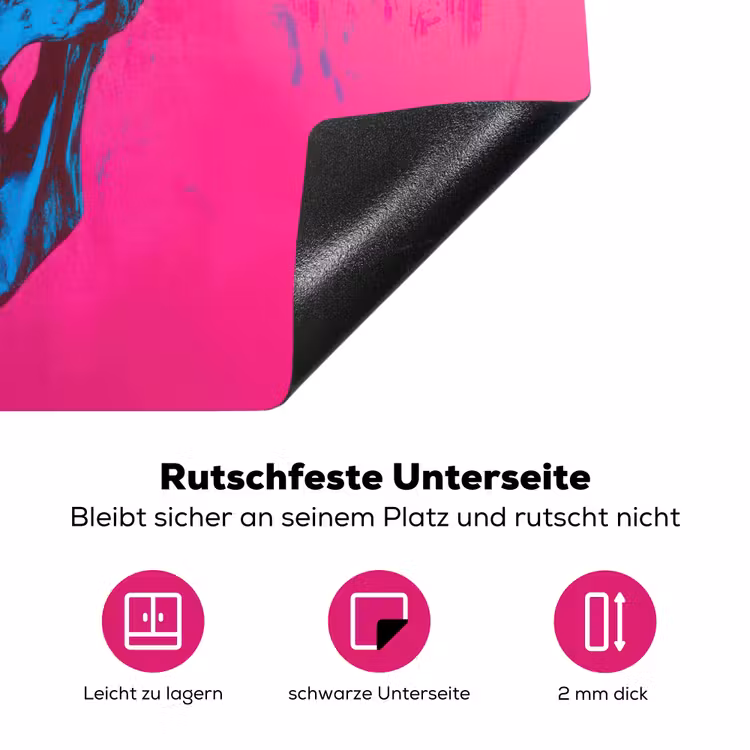 Neon - Blauw - Pop-art - Schedel Inductie beschermer vinyl 3mm klein -zzzzzzz-lf-onderkant