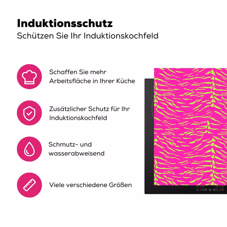 Neon - Groen - Roze - Tijger Inductie beschermer vinyl 3mm klein 276 -zzzzzzz-lf-ups