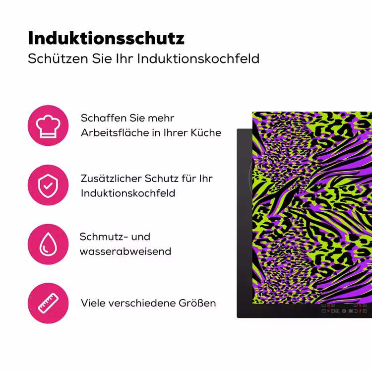 Neon - Paars - Dieren - Patroon Inductie beschermer vinyl 3mm klein 276 -zzzzzzz-lf-ups