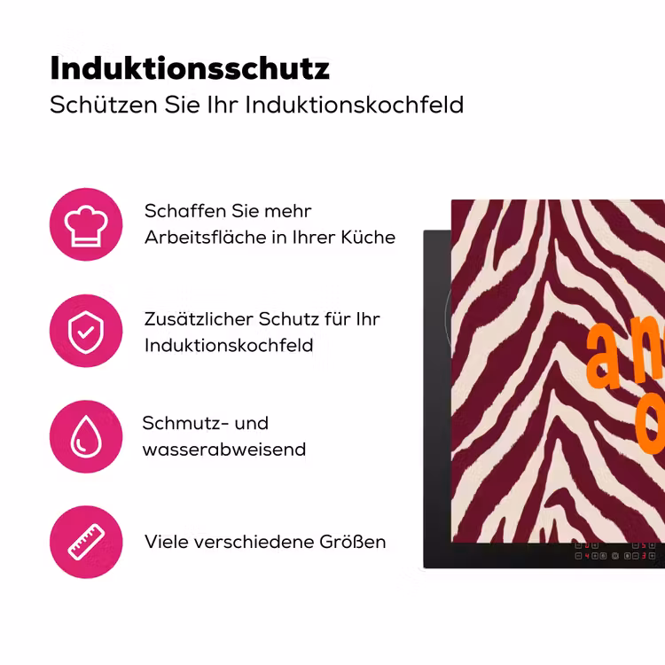 New era - Bordeaux - Zebraprint Inductie beschermer vinyl 3mm klein -zzzzzzz-lf-ups