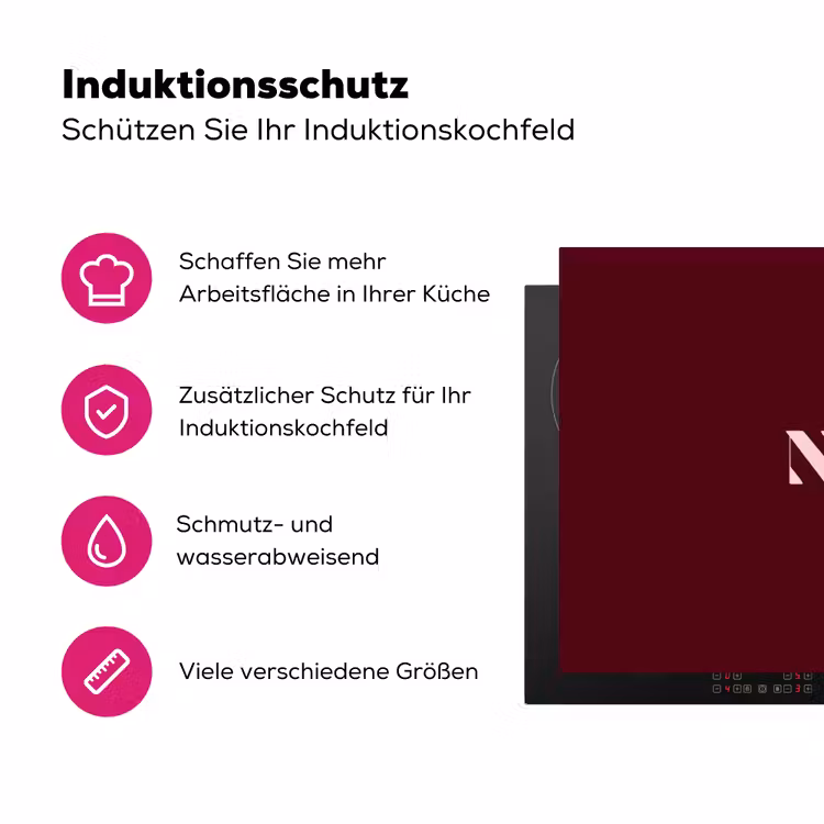 Nice - Bordeaux - Roze Inductie beschermer vinyl 3mm klein -zzzzzzz-lf-ups