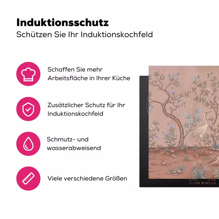 Nostalgisch - Reigers - Roze Inductie beschermer vinyl 3mm klein -zzzzzzz-lf-ups