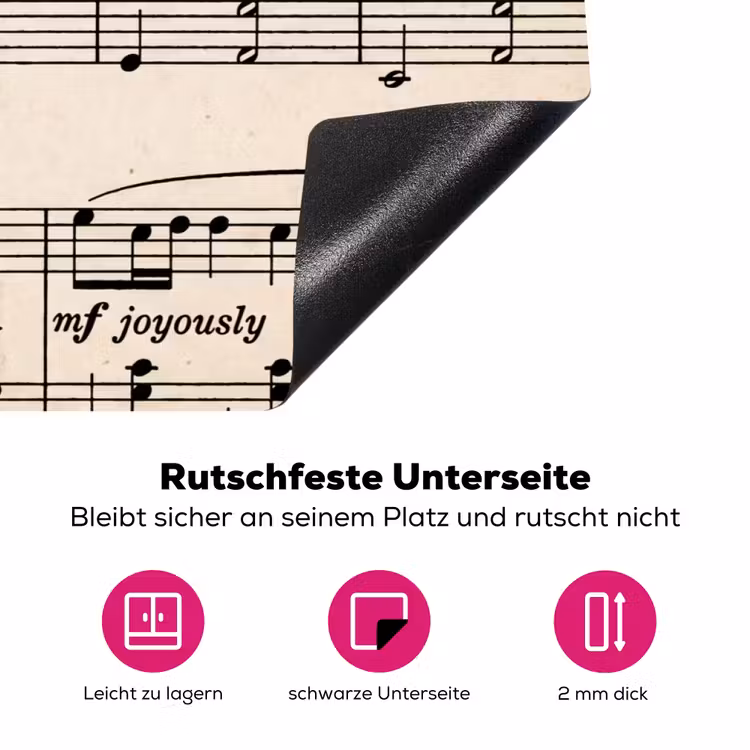 Muzieknotatie - Notenbalken - Kunst - Klassiek - Beige Inductie beschermer vinyl 3mm klein -zzzzzzz-lf-onderkant