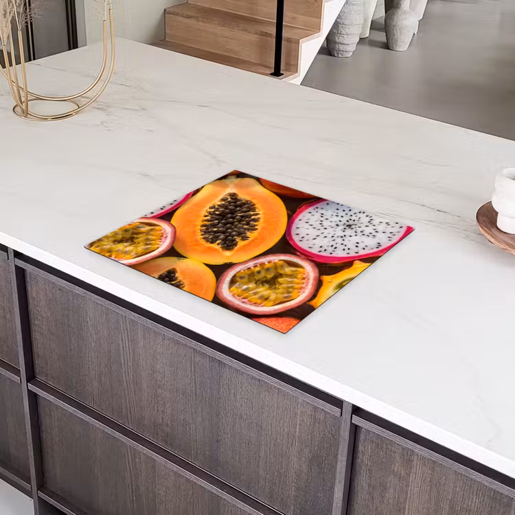 Fruit - Geopend - Tropisch - Eten - Kleurrijk Inductie beschermer vinyl 3mm middel -sfeer8