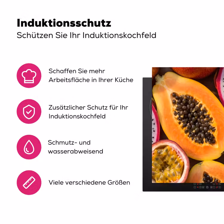 Fruit - Geopend - Tropisch - Eten - Kleurrijk Inductie beschermer vinyl 3mm middel -zzzzzzz-lf-ups