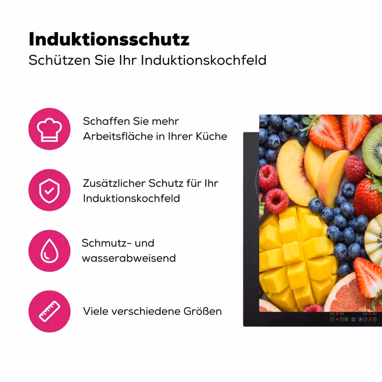 Fruit - Versneden - Kleurrijk - Eten - Gezond Inductie beschermer vinyl 3mm middel -zzzzzzz-lf-ups