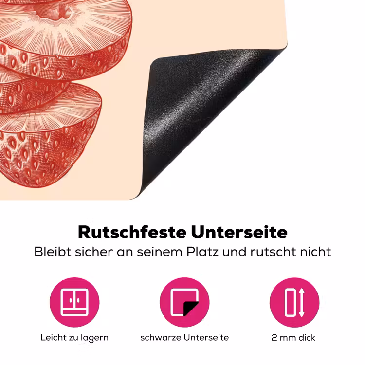 Fruit - Gesneden - Illustratie - Rood - Vintage Inductie beschermer vinyl 3mm middel -zzzzzzz-lf-onderkant