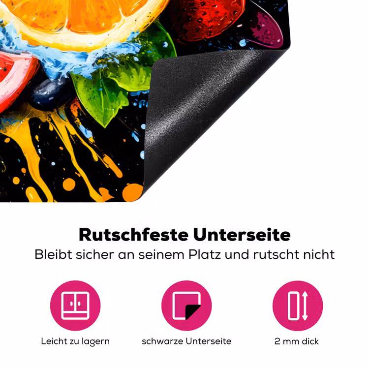 Fruit - Graffiti - Kleurrijk - Sinaasappel - Aardbei - Abstract Inductie beschermer vinyl 3mm klein -zzzzzzz-lf-onderkant