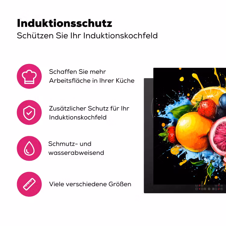 Fruit - Graffiti - Kleurrijk - Sinaasappel - Aardbei - Abstract Inductie beschermer vinyl 3mm klein -zzzzzzz-lf-ups