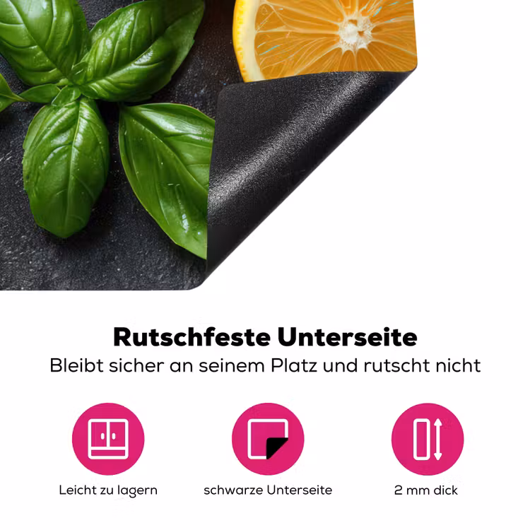 Fruit - Grijs - Beton - Sinaasappel - Planten Inductie beschermer vinyl 3mm middel -zzzzzzz-lf-onderkant