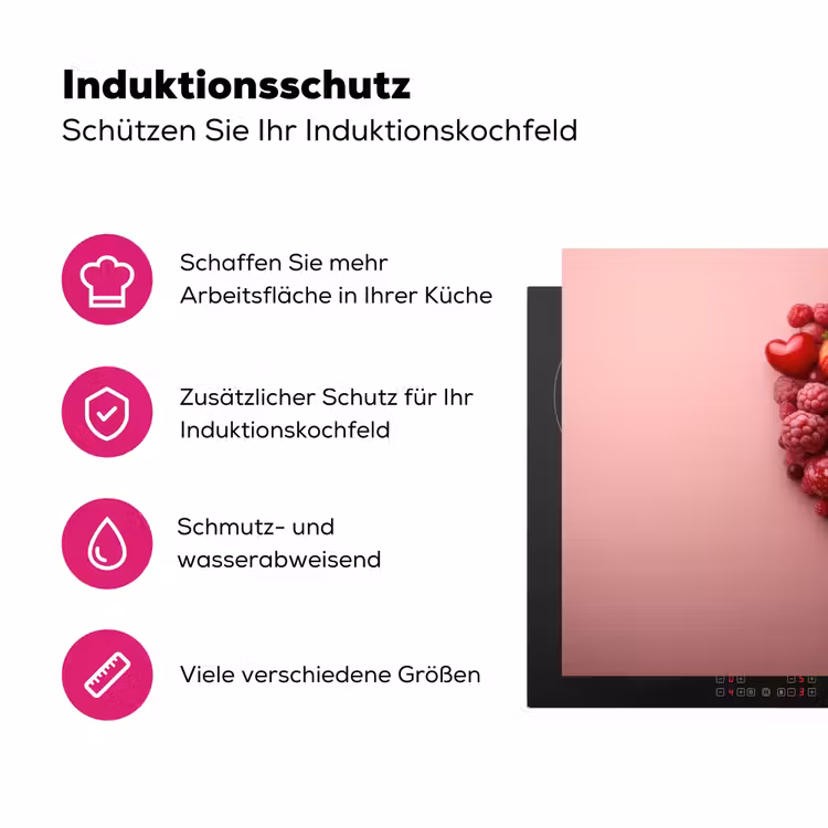 Fruit - Hartjes - Aardbeien - Frambozen - Bosbessen Inductie beschermer vinyl 3mm klein -zzzzzzz-lf-ups