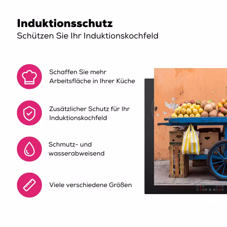 Herdabdeckplatte - Obst – Kar – Straße - Fruit - Kar - Straat Inductie beschermer vinyl 3mm middel