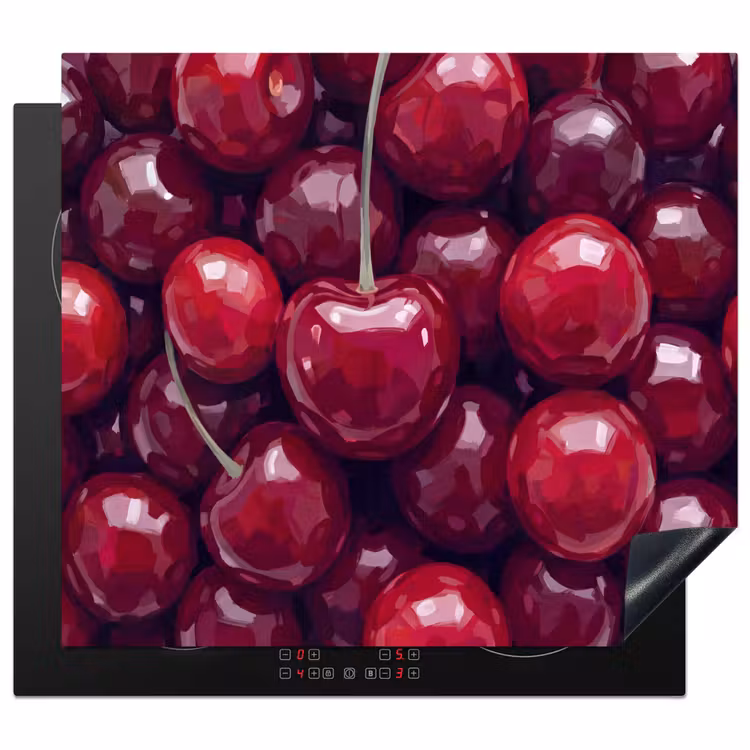 Fruit - Kersen - Eten - Modern - Rood Inductie beschermer vinyl 3mm middel -3d