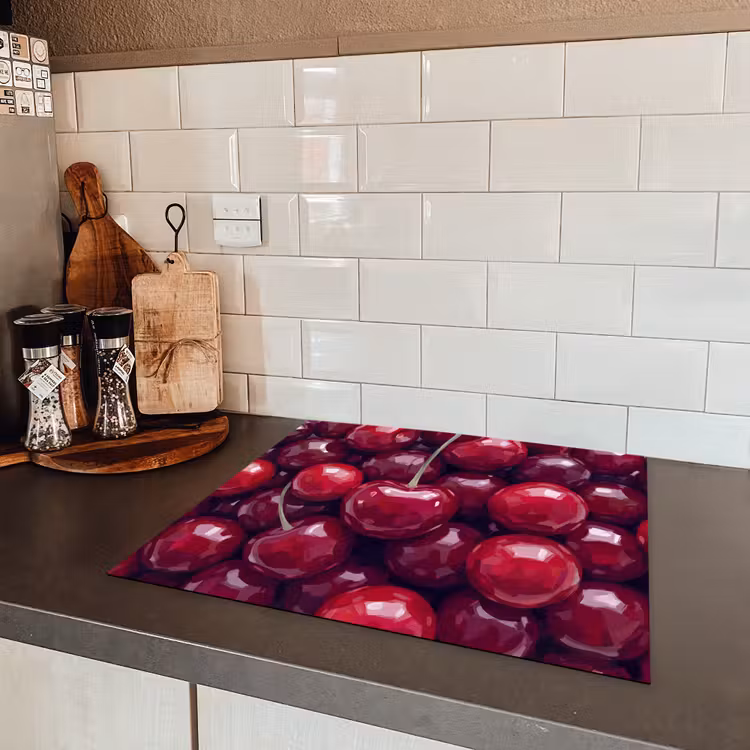 Fruit - Kersen - Eten - Modern - Rood Inductie beschermer vinyl 3mm middel -sfeer3