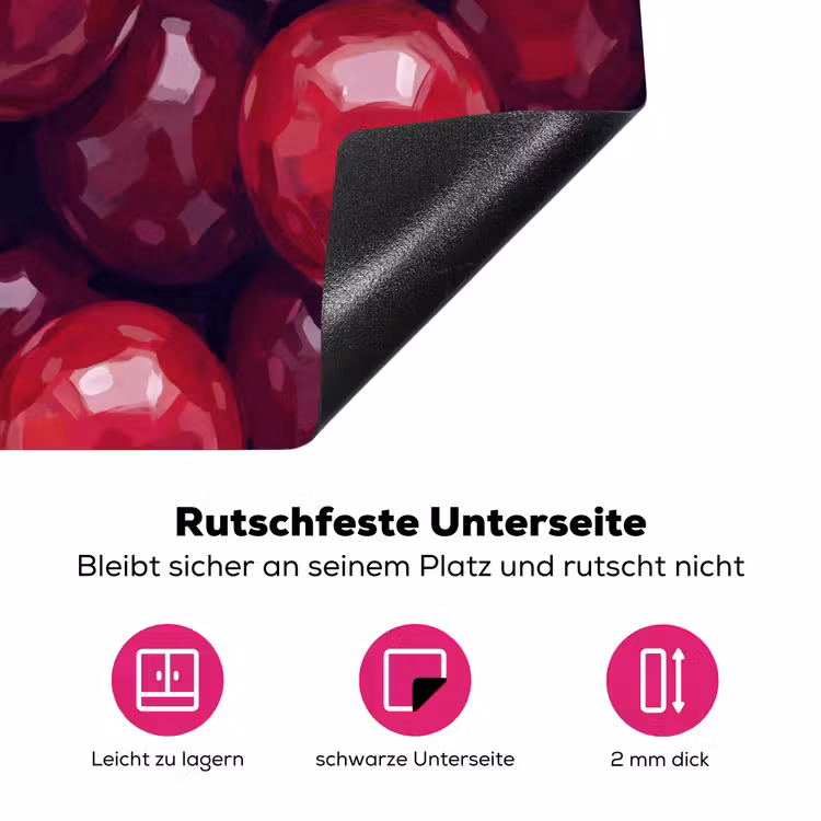 Fruit - Kersen - Eten - Modern - Rood Inductie beschermer vinyl 3mm middel -zzzzzzz-lf-onderkant